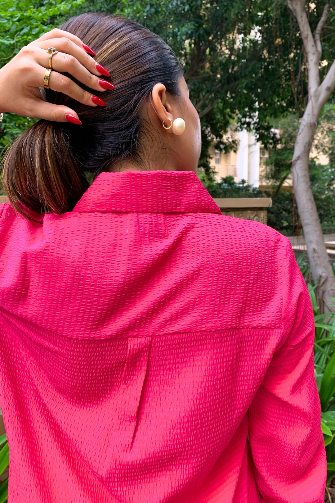 Fuscia Textured Shirt