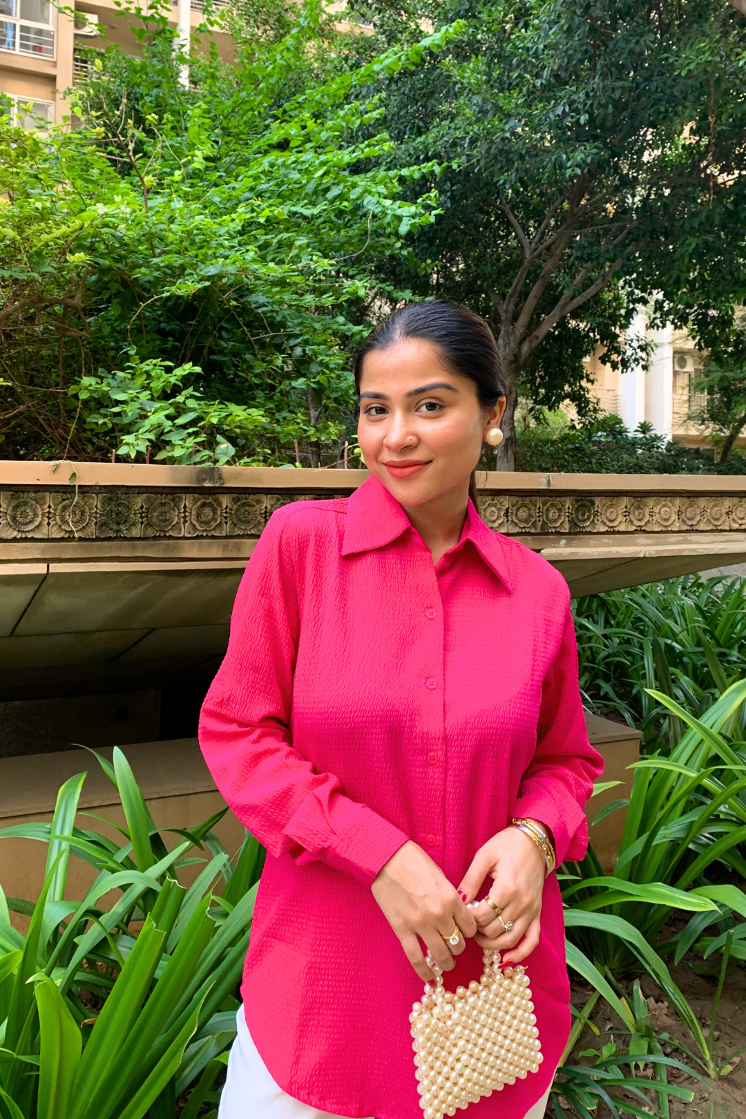 Fuscia Textured Shirt