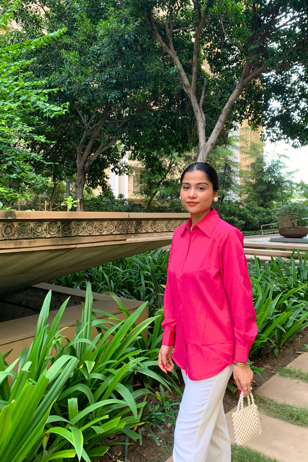 Fuscia Textured Shirt