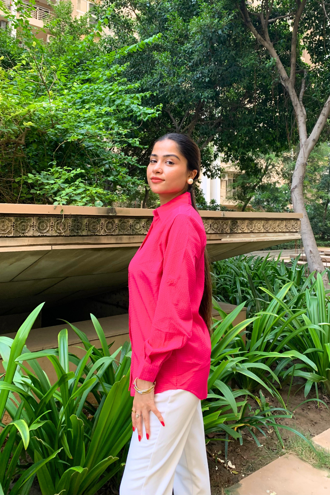Fuscia Textured Shirt