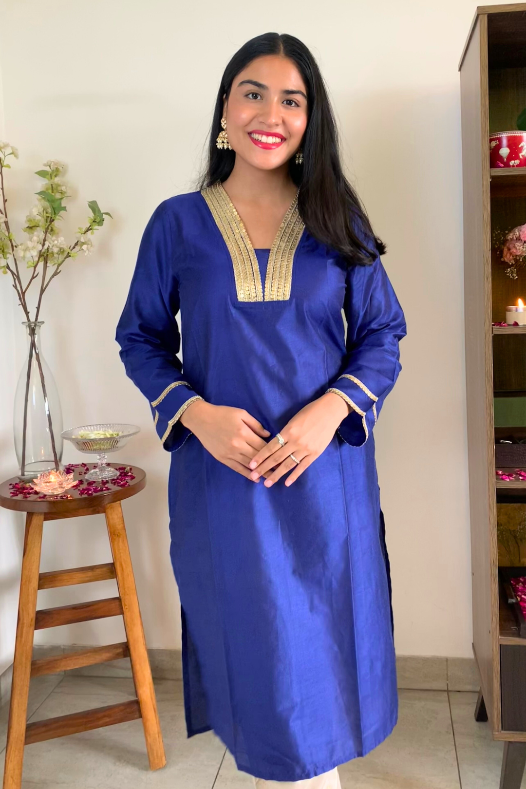 Blue Lace Work Kurta