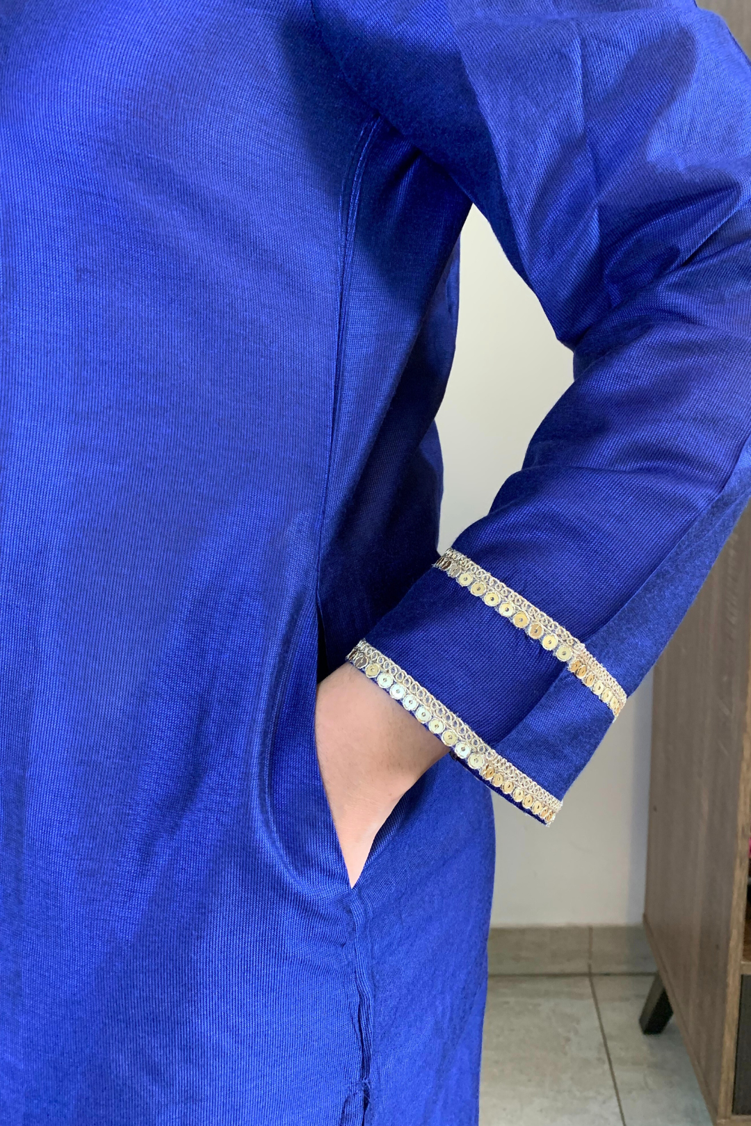 Blue Lace Work Kurta