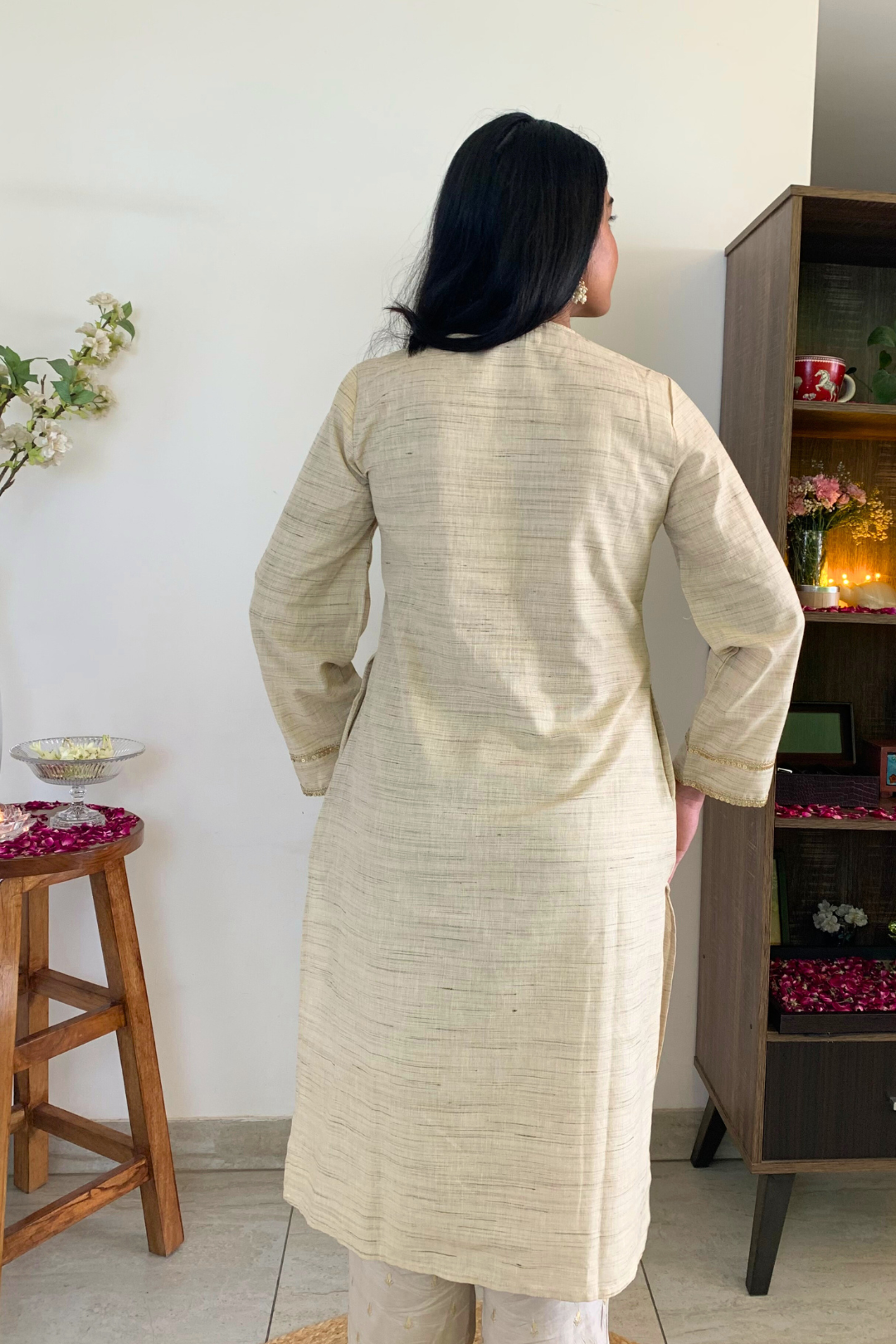 Ecru Lace Work Kurta